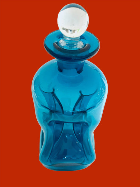 Jacob Bang Kingfisher Blue Glass Holmegaard Decanter Mid Century Modern