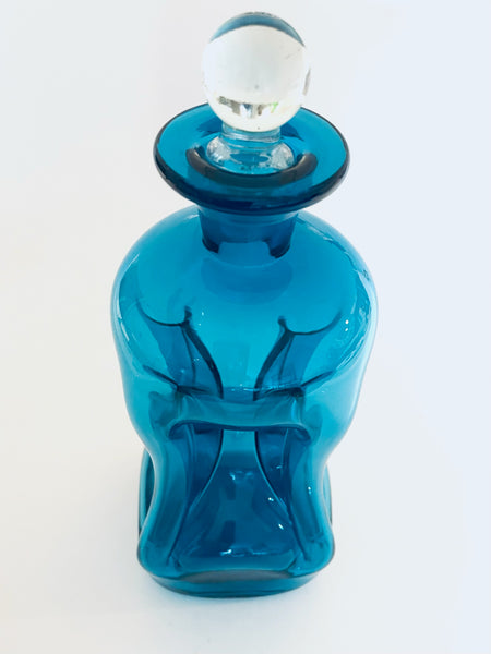 Jacob Bang Kingfisher Blue Glass Holmegaard Decanter Mid Century Modern