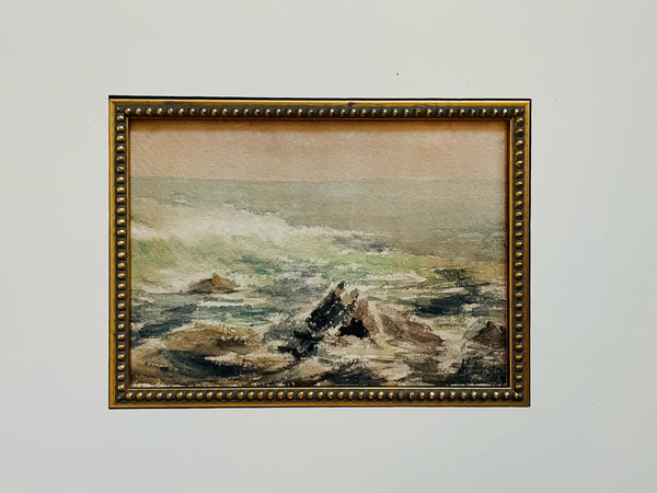 Oceanview Impressionist Signed Watercolor Gouache On Paper