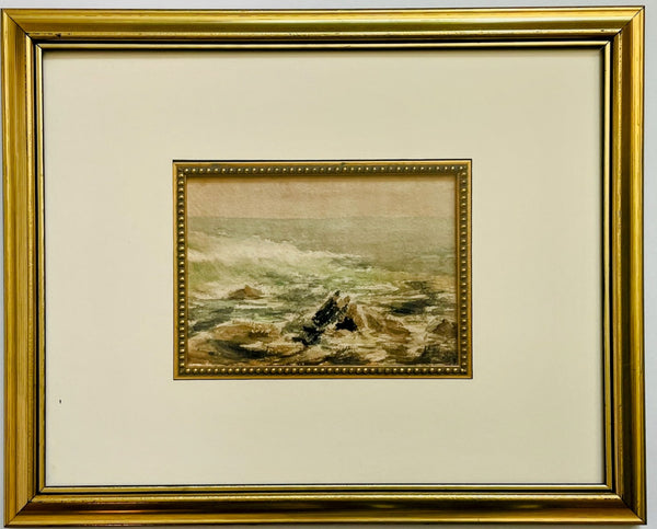 Oceanview Impressionist Signed Watercolor Gouache On Paper