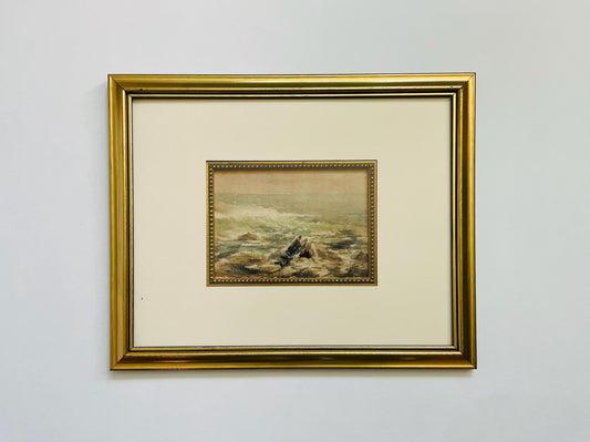 Oceanview Impressionist Signed Watercolor Gouache On Paper