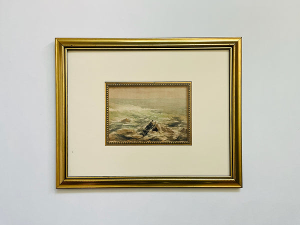 Oceanview Impressionist Signed Watercolor Gouache On Paper