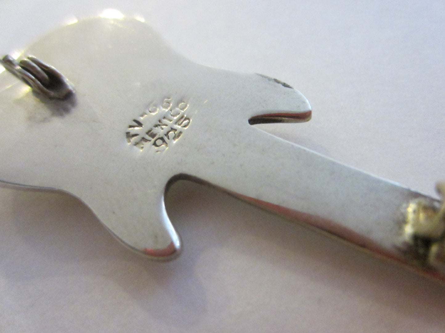 Mexican Sterling Guitar Brooch Hallmarked