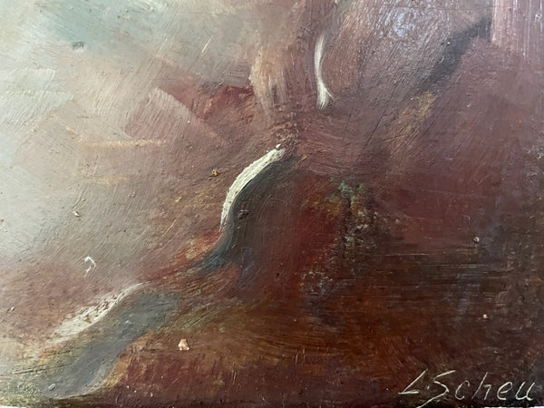 Leonard Scheu California Artist Portrait Painting Signed Oil On Panel
