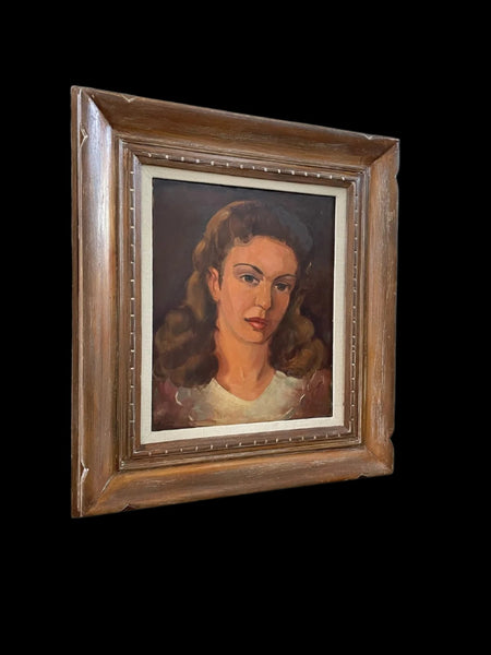 Leonard Scheu California Artist Portrait Painting Signed Oil On Panel