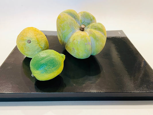 Decorative Stone Citrus Fruits In Group of Three with stems 