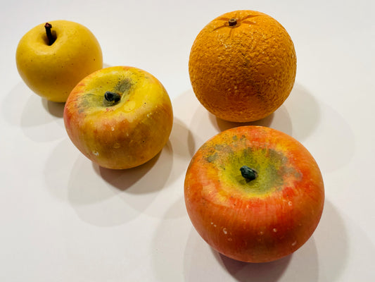 Orange And Apples Hand Decorated Stemmed Stone Fruits
