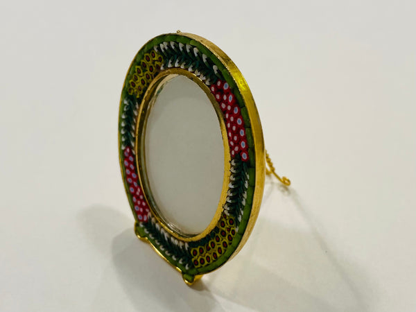 Italian Mosaic Oval Mini Photo Frame Gold Plated Self Stand