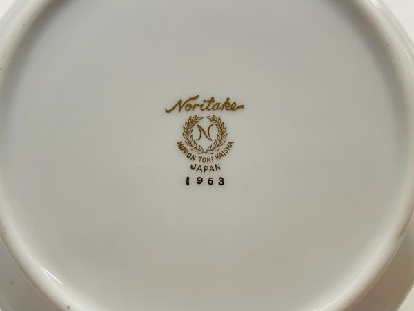 Noritake Nippon Toki Kaisha Japan White Ashtray Gold Decorated Crown