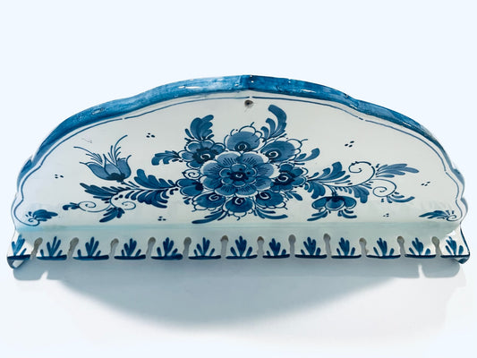 Delft Holland Blue On White Handpainted Floral Ceramic Cutlery Spoon Rack