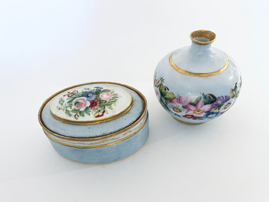 Antique Oval Schonwald Austia Covered Box Royal OEG Bud Vase Hallmarked