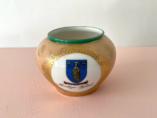 Merthyr Tydfils Bulb Shape Gilt Decorated Mini Bowl Scripted