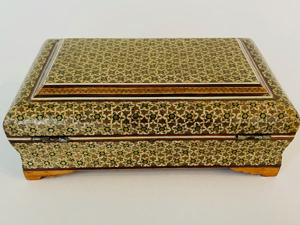 Khatam Box Inlaid Hand Crafted Marquetry Mosaic Geometric Gilt Decoration