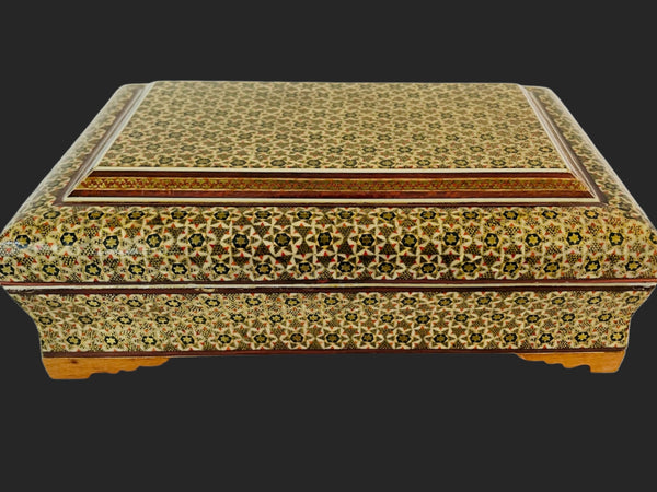 Khatam Box Inlaid Hand Crafted Marquetry Mosaic Geometric Gilt Decoration