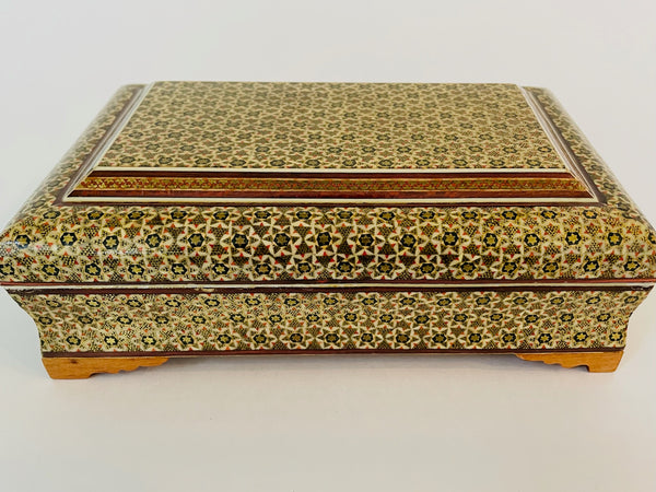 Khatam Box Inlaid Hand Crafted Marquetry Mosaic Geometric Gilt Decoration