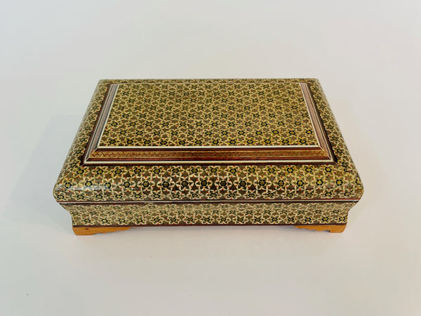 Khatam Box Inlaid Hand Crafted Marquetry Mosaic Geometric Gilt Decoration