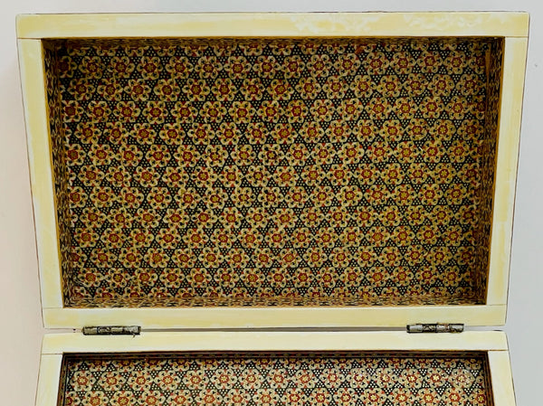 Khatam Box Inlaid Marquetry Geometric Gilt Decorated