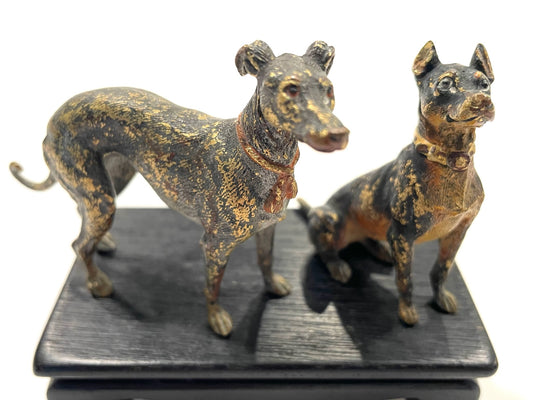 Austrian Bronze Figurines of Doberman And Greyhound Dogs