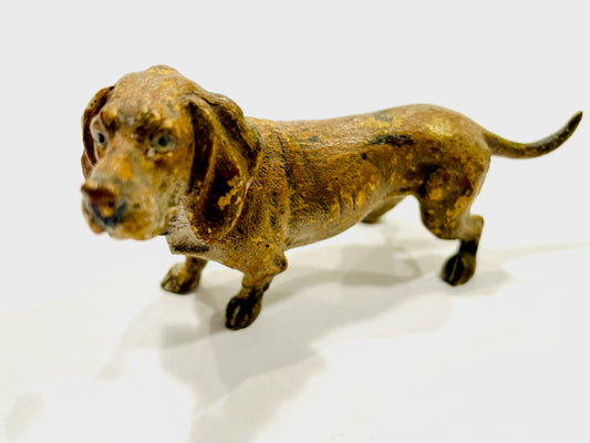 Austrian Bronze Art Nouveau Style Dachshund Dog Figurine