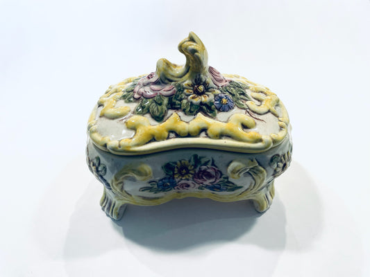 Freeman Leidy Laguna Beach California Happy Majolica Candy Dish With Lid