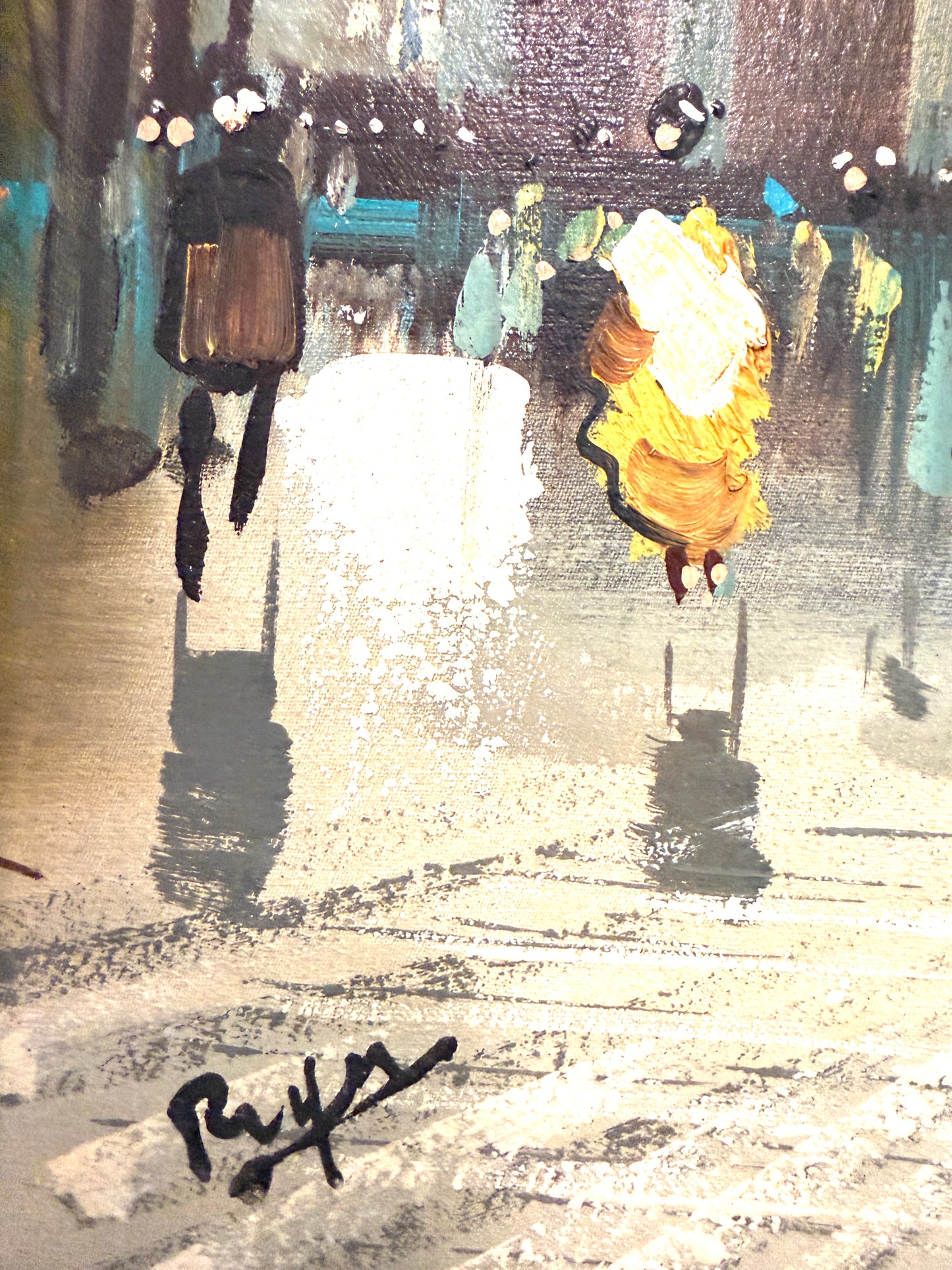 Street of Paris Impressionist Painting Signed Oil On Canvas Original Frame