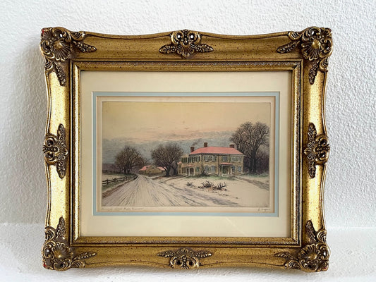 Home of Ralph Waldo Emerson An Etching By J Fagan