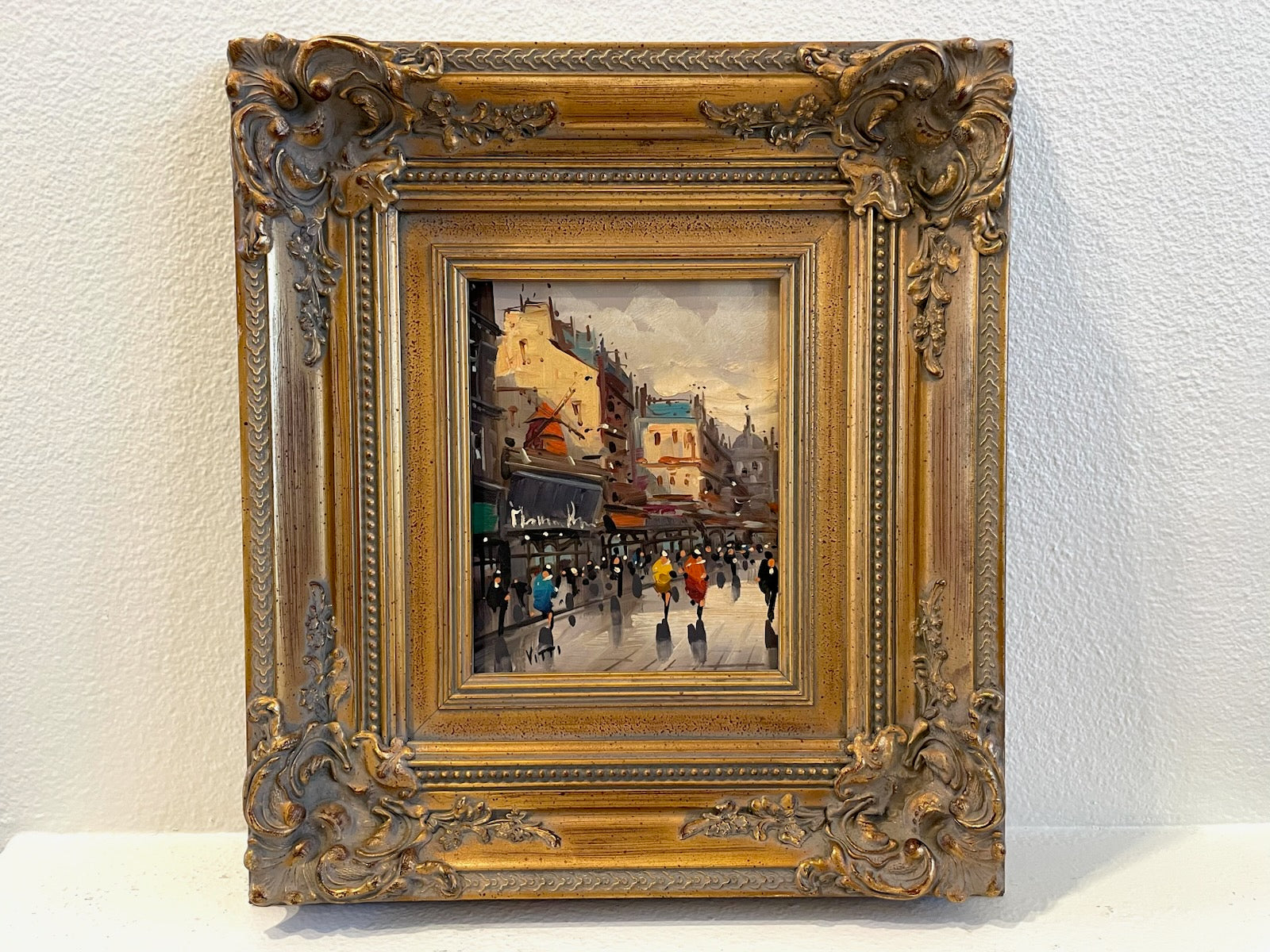 Vitti Paris Cityview Impressionist Signed Oil On Canvas Orante Frame