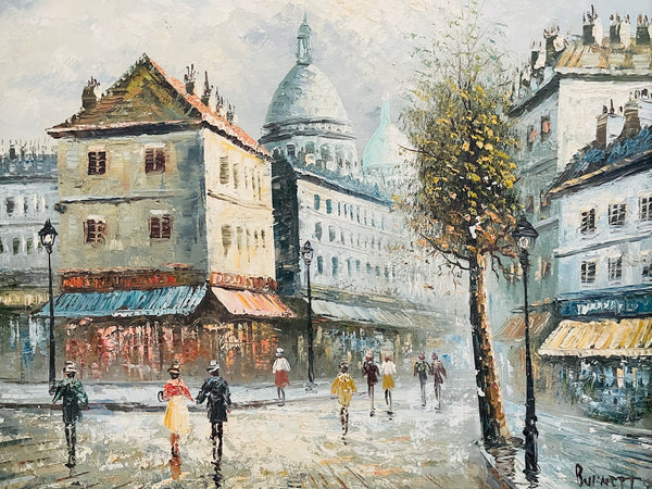 Caroline Burnett Parisian Street Scene Signed Oil On Canvas