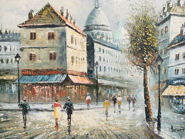 Caroline Burnett Parisian Street Scene Signed Oil On Canvas