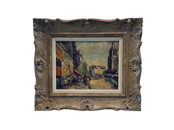 Impressionist Parisian City Scene Signed Oil Painting On Canvas