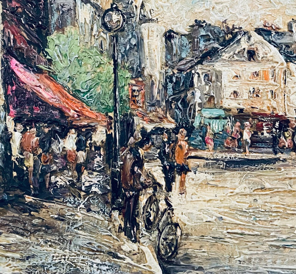Impressionist Parisian City Scene Signed Oil Painting On Canvas