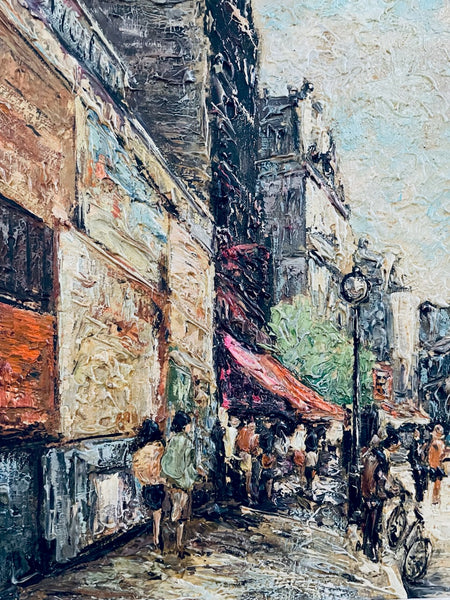 Impressionist Parisian City Scene Signed Oil Painting On Canvas