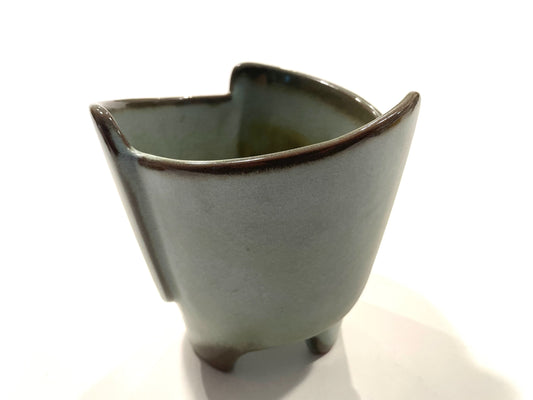 Frankoma 39 Green Vintage Footed Pottery Planter Marked In Relief