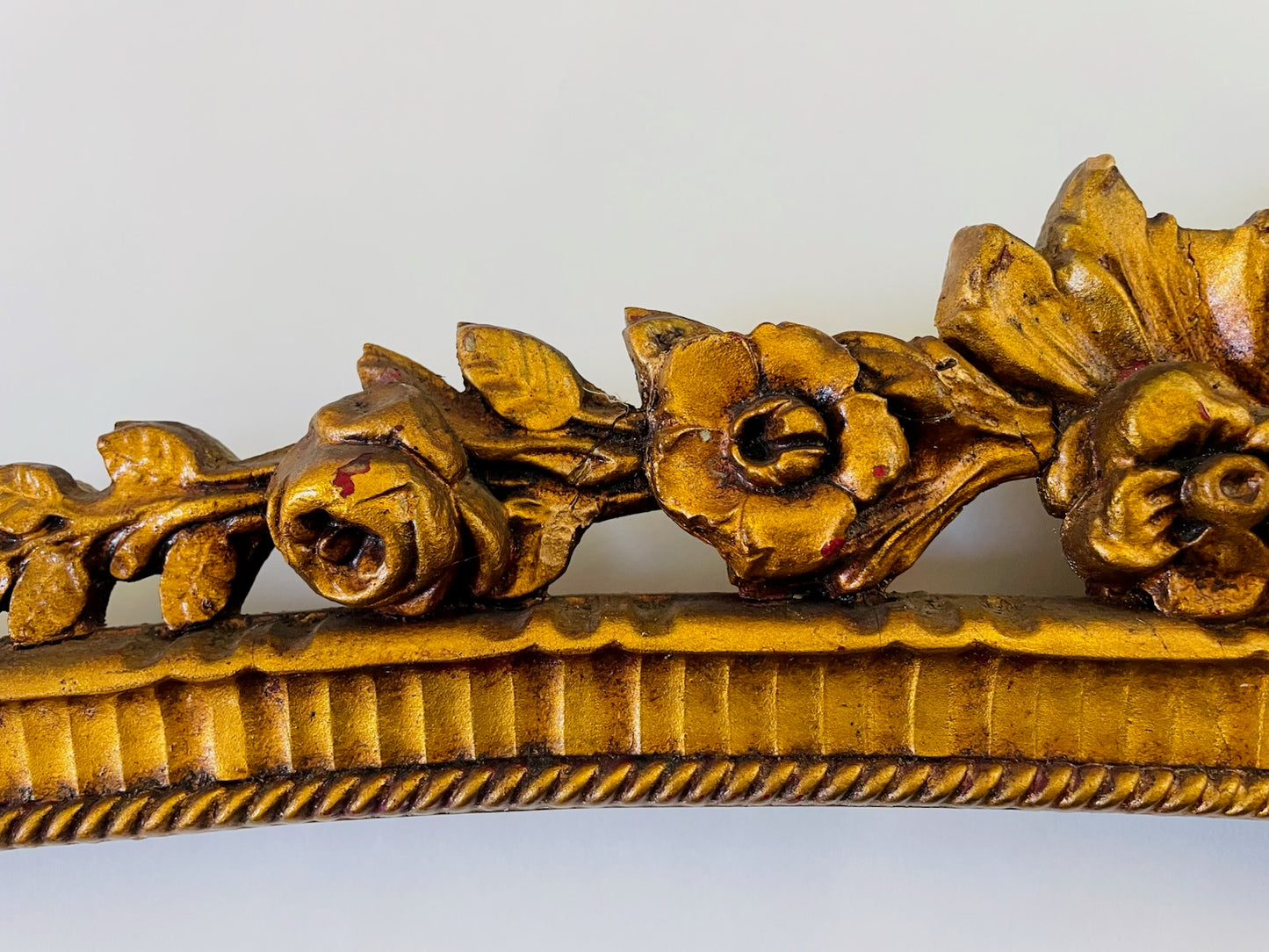 Rococo Shell Crest Floral Antique Gold Mirror Frame