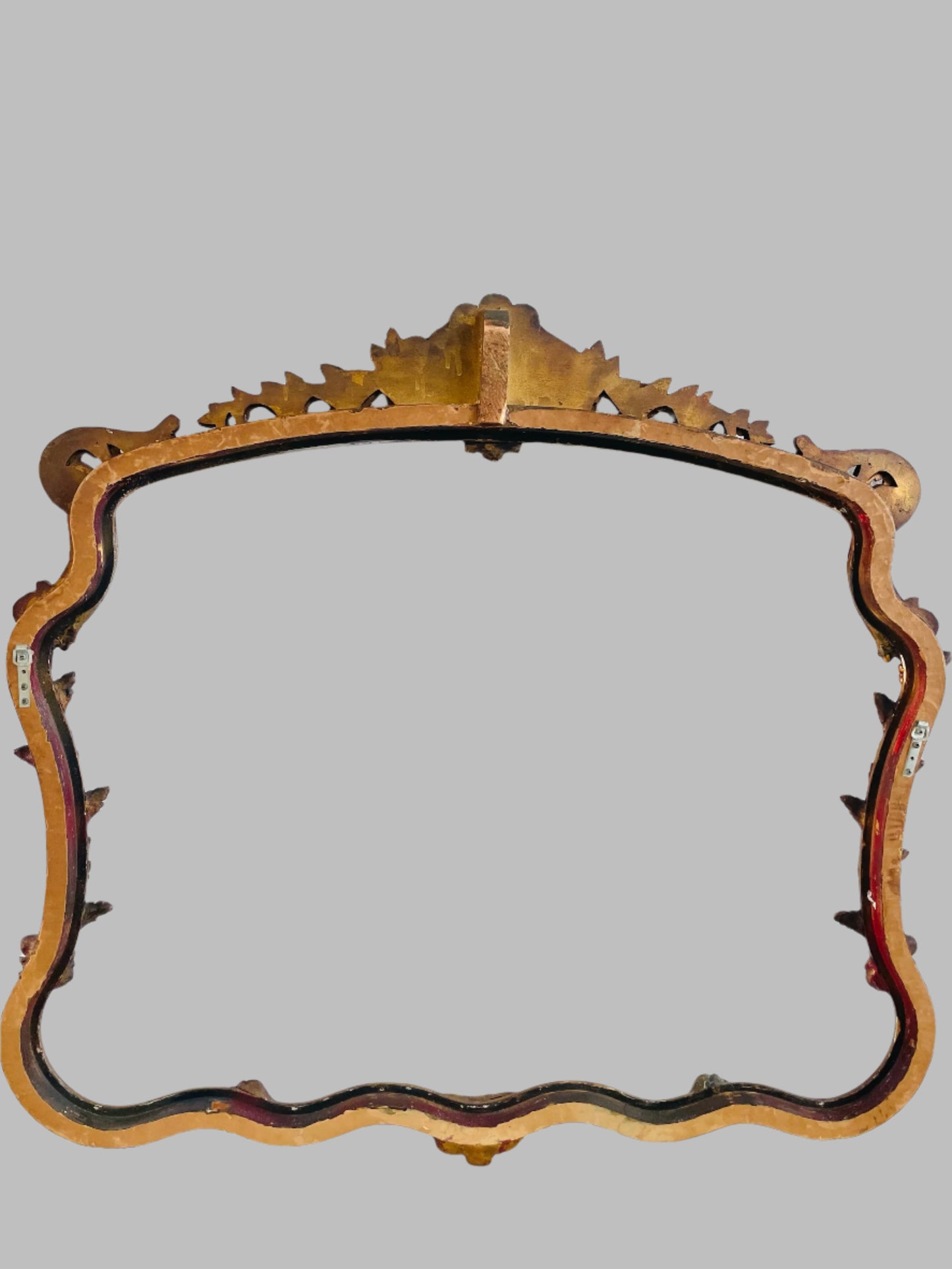 Rococo Shell Crest Floral Antique Gold Mirror Frame