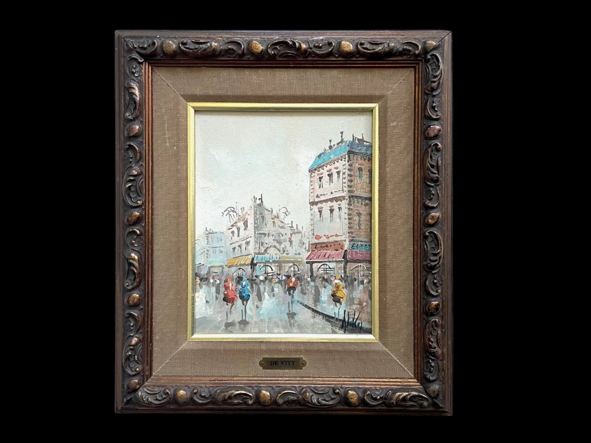 De Vity Impressionist Cityscape View of Paris Signed Painting