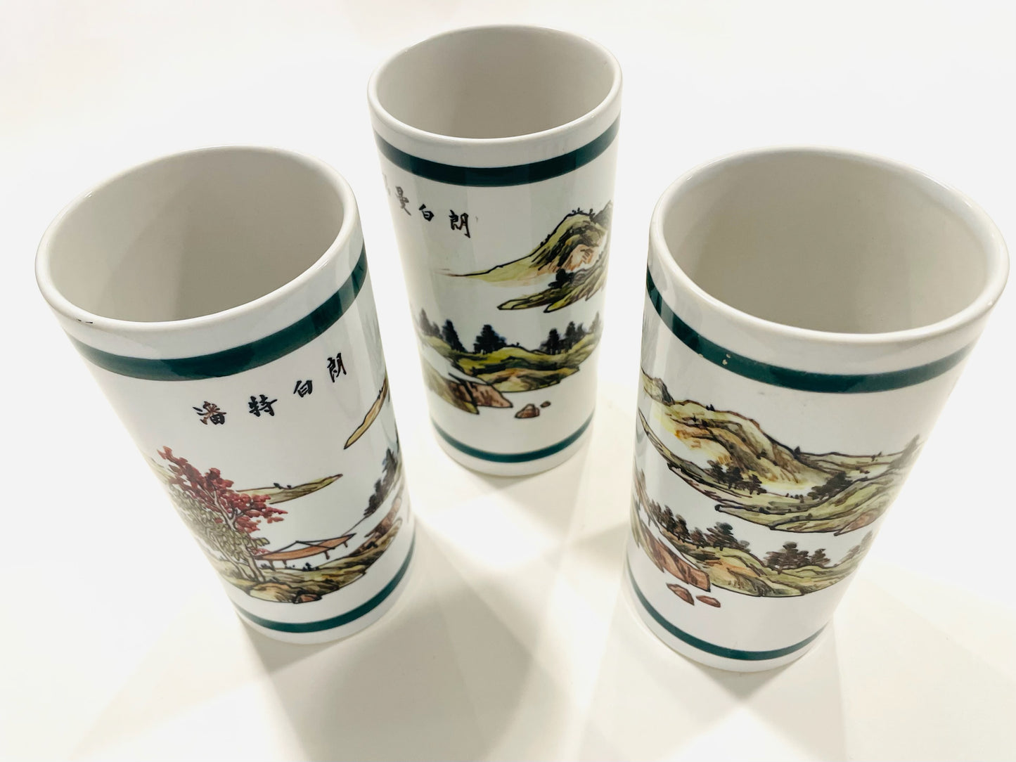 Point Blanc Taiwan Roc Five Celadon Glazed Porcelain Tumblers