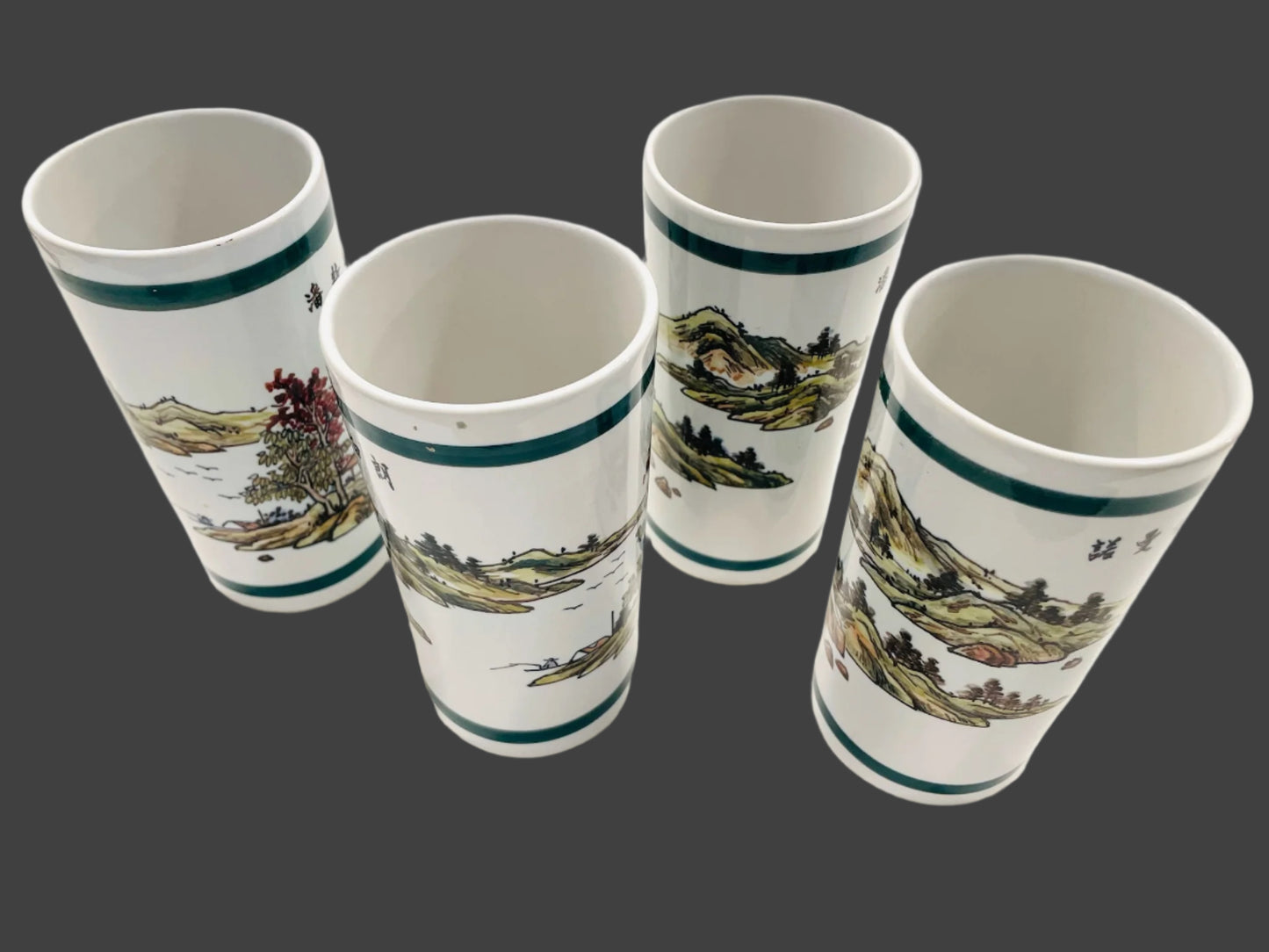 Point Blanc Taiwan Roc Set of Five Celadon Glazed Porcelain Tumbler Vases