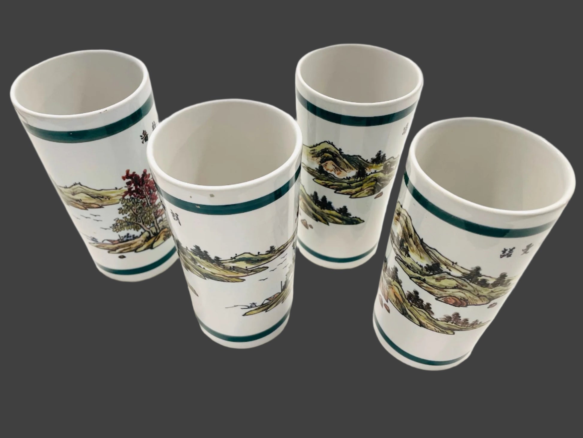 Point Blanc Taiwan Roc Set of Five Celadon Glazed Porcelain Tumbler Vases