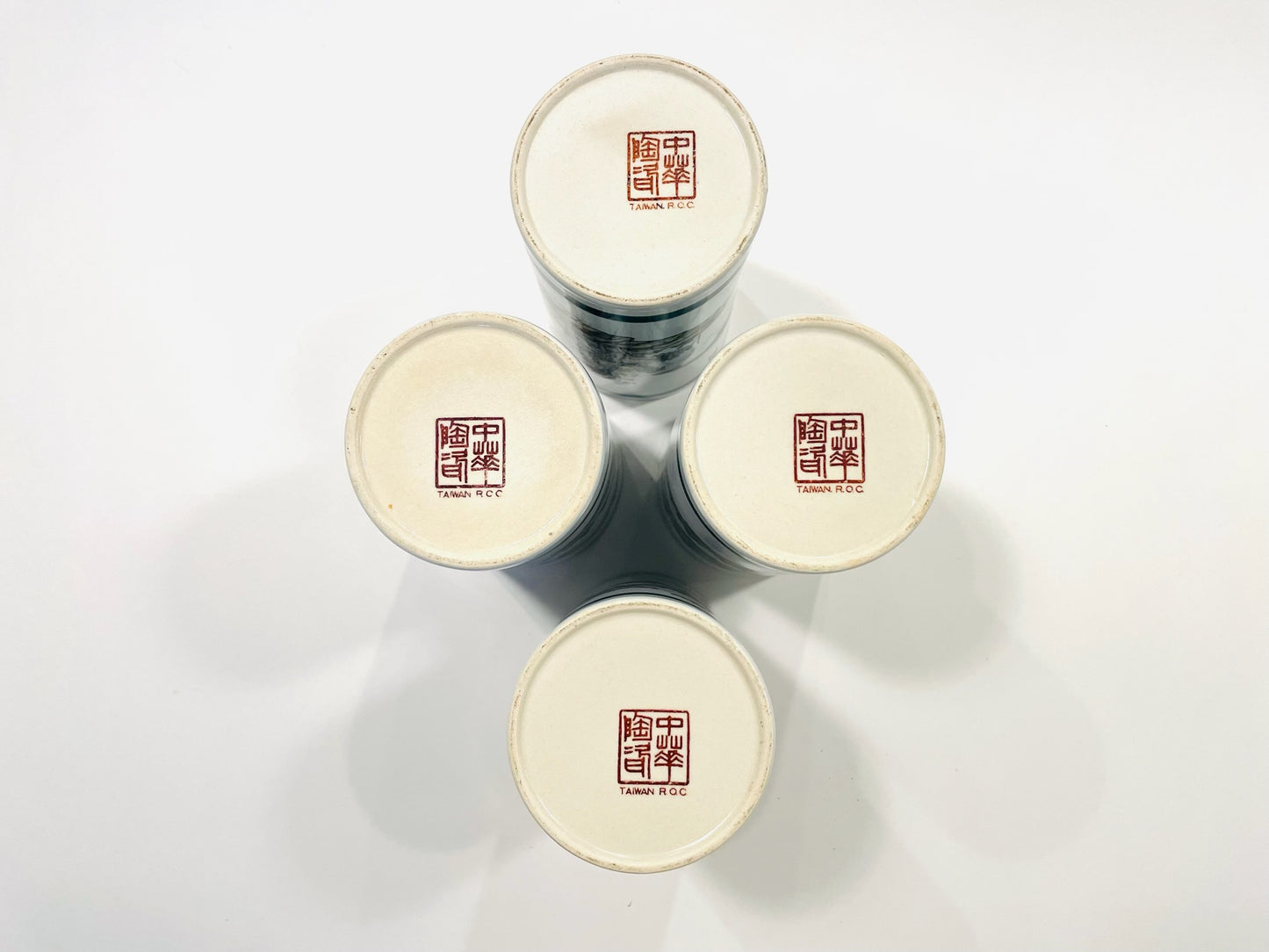 Point Blanc Taiwan Roc Five Celadon Glazed Porcelain Tumblers