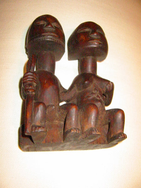 Romantic African Couple Tribal Figures Carved Sculpture
