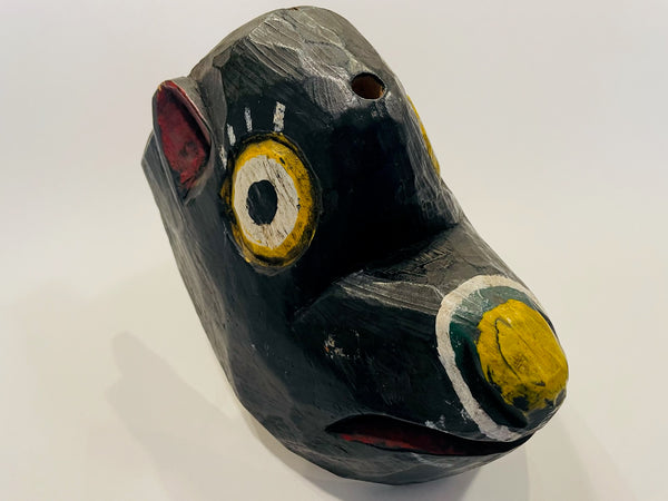 Ceremonial Hand Carved Painted Folk Art Geometric Animal Mask