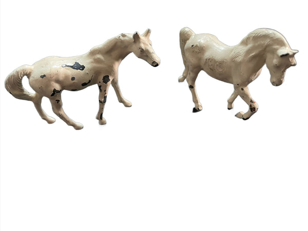 White Metal Mini Horses Marked In Relief Mid Century Modern Equestrian Decor