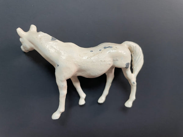 White Metal Mini Horses Marked In Relief Mid Century Modern Equestrian Decor