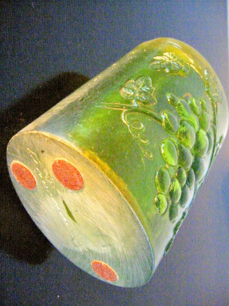 Transluscent Majolica Grape Cluster Green Resin Signature Vase