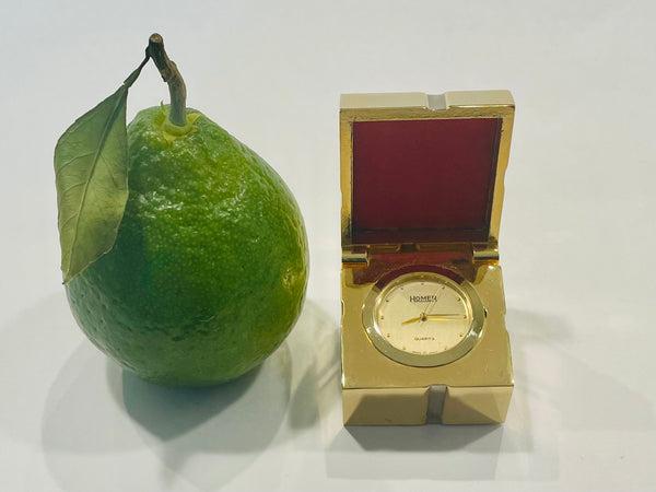 Homer Quartz Brass Miniature Gift Box Desk Clock Japan Movement