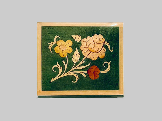 Reuge Green Maple Music Box Salute Croix Switzerland Floral Marquetry