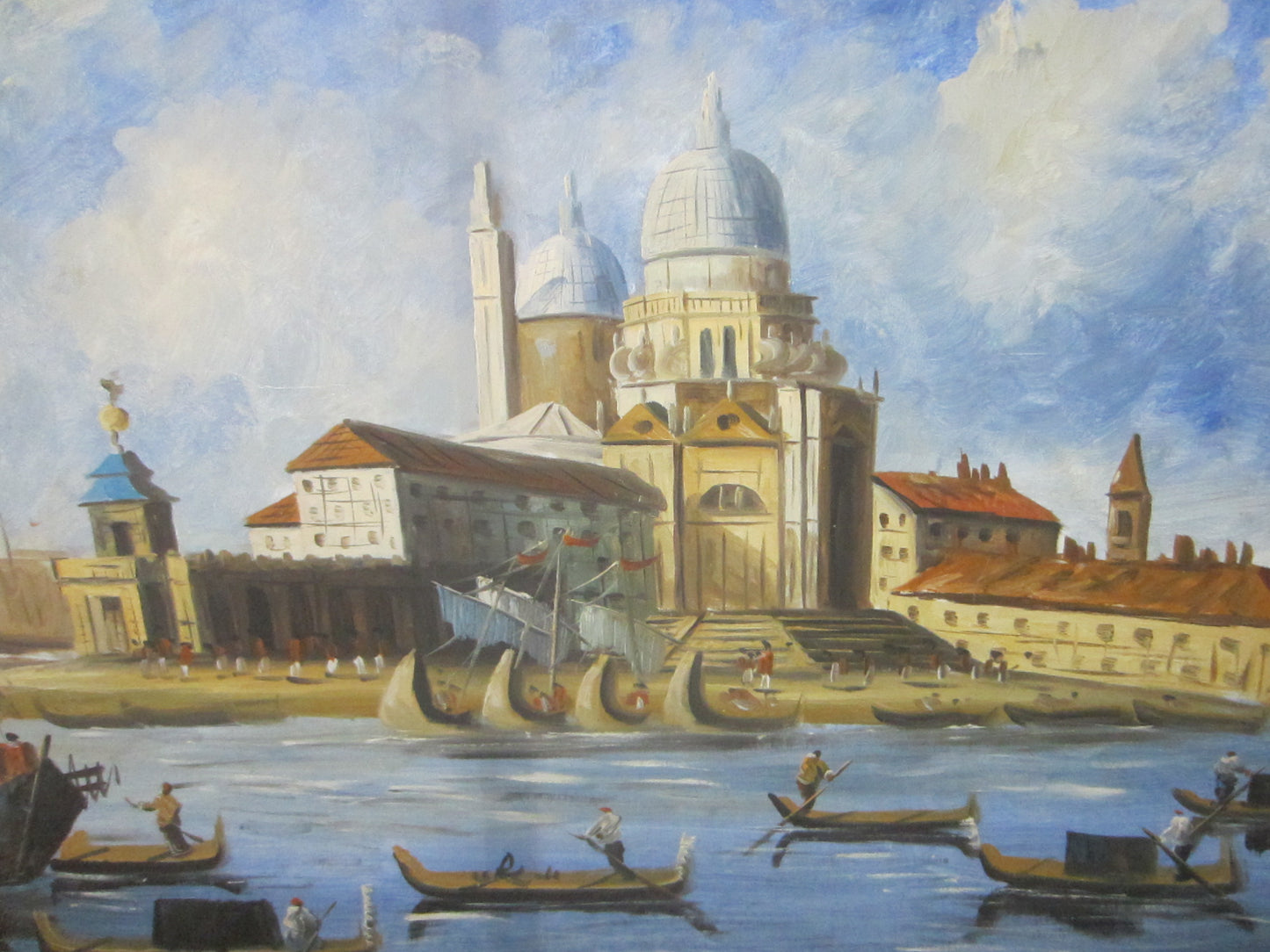 Merchant In Venice Gondola Ride Signed Harris Oil On Canvas
