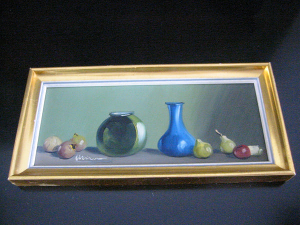 Still Life Impressionist Fruits Signed Oil On Board Framed in Spain
