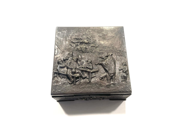 Zilpla 90 Silver Plated Figurative Humidor Tobacco Box